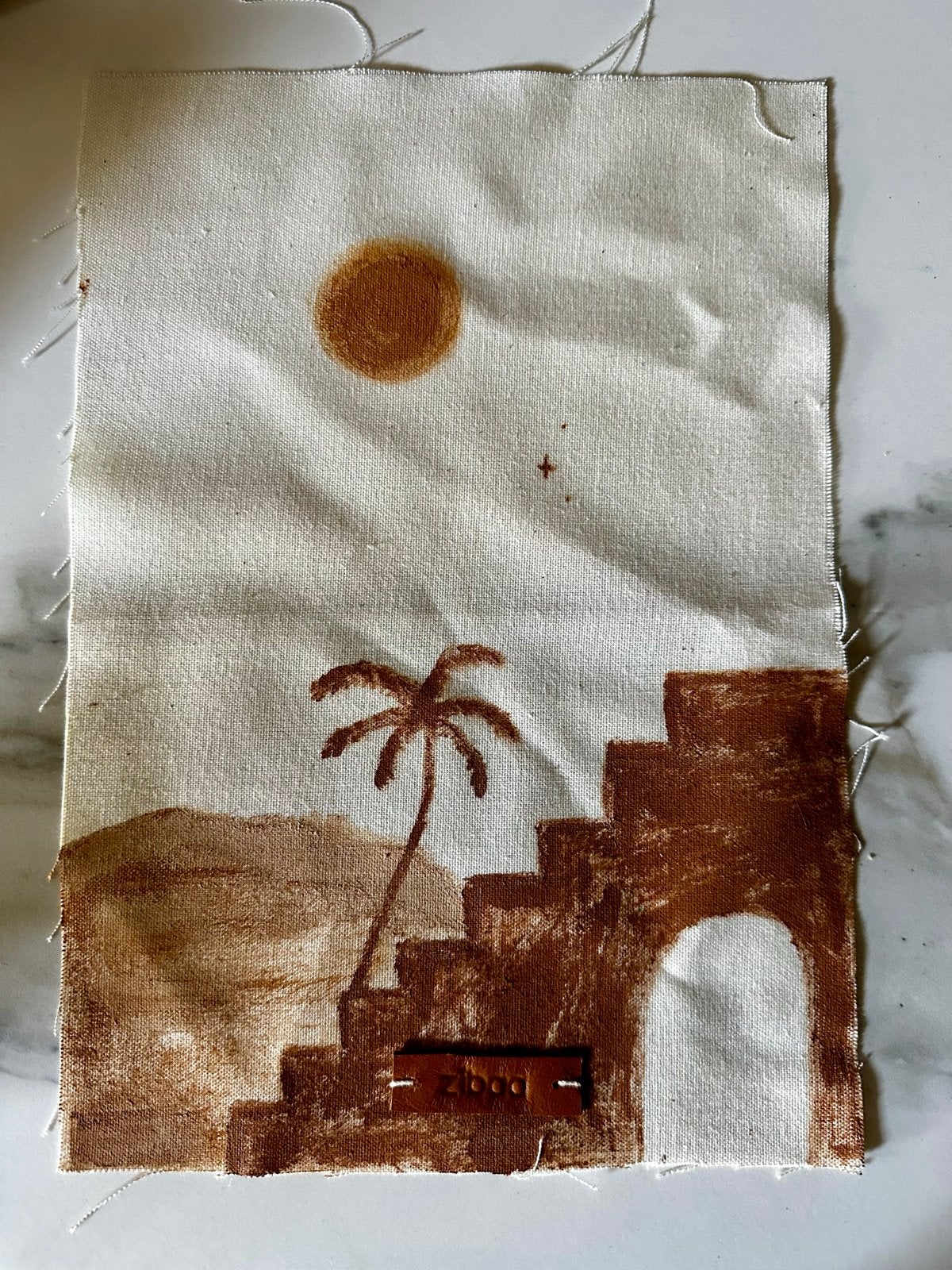 Handgeschilderde doeken met palmboom motief, Gebruikt, Schilderij, Boho, Meerkleurig
