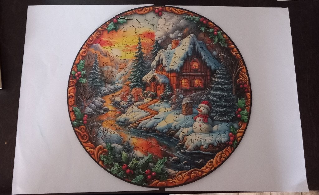 Wooden puzzel sneeuwlandschap A3-formaat, Hobby en Vrije tijd, Denksport en Puzzels, Ophalen of Verzenden, Minder dan 500 stukjes