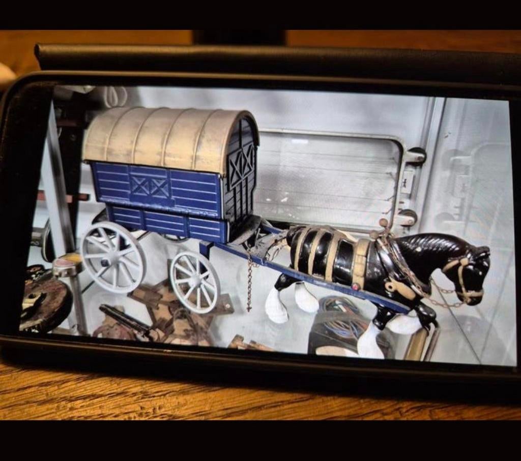 Vintage paard en wagen met messing dak, Ophalen