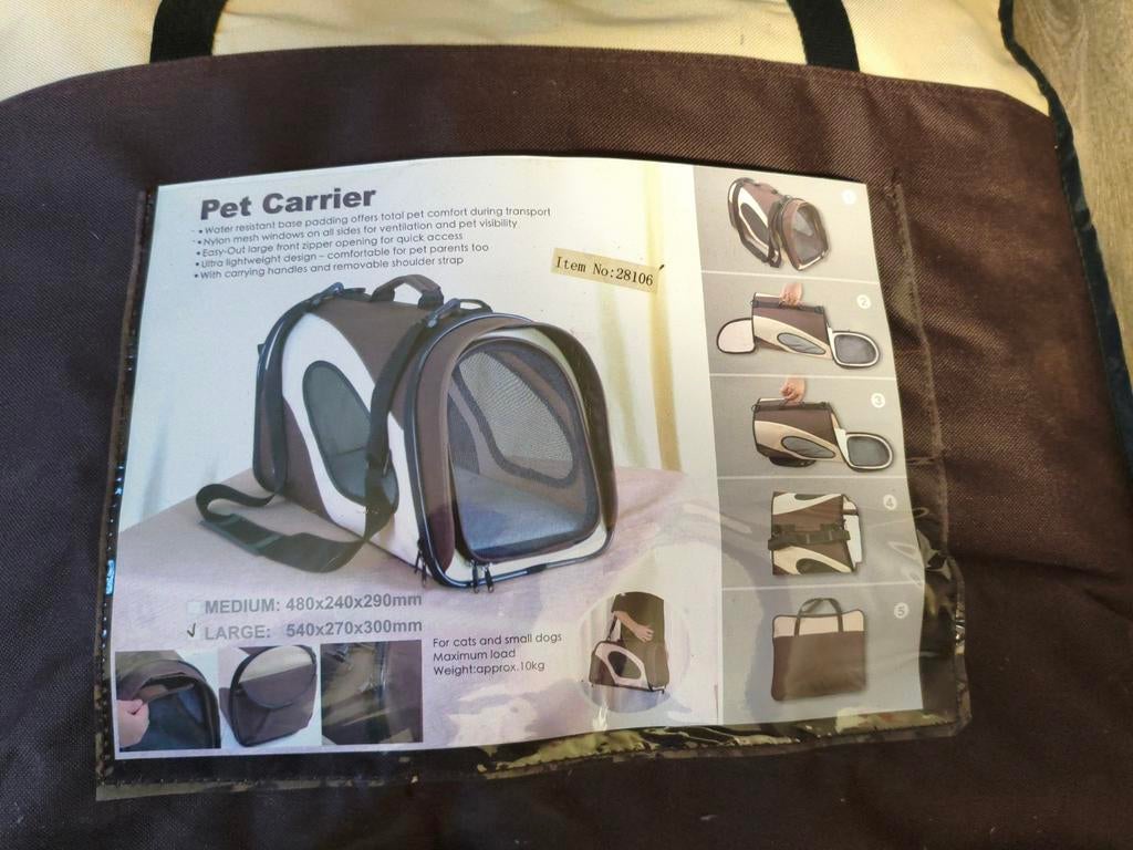 Pet carrier, Ophalen, Nieuw