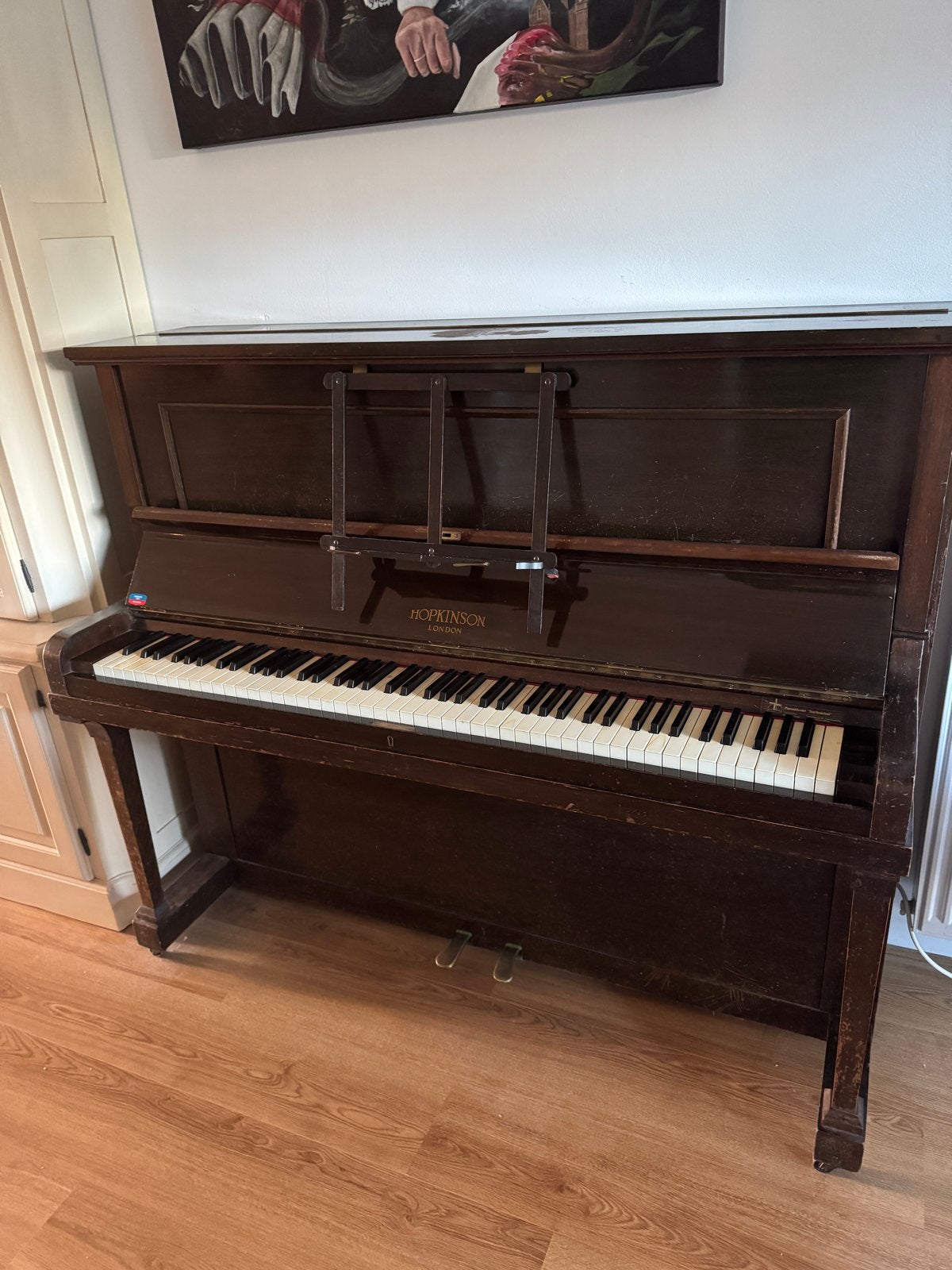 Hopkinson London staande piano – klassieke Engelse piano, Muziek en Instrumenten, Ophalen, Gebruikt, Bruin, Piano
