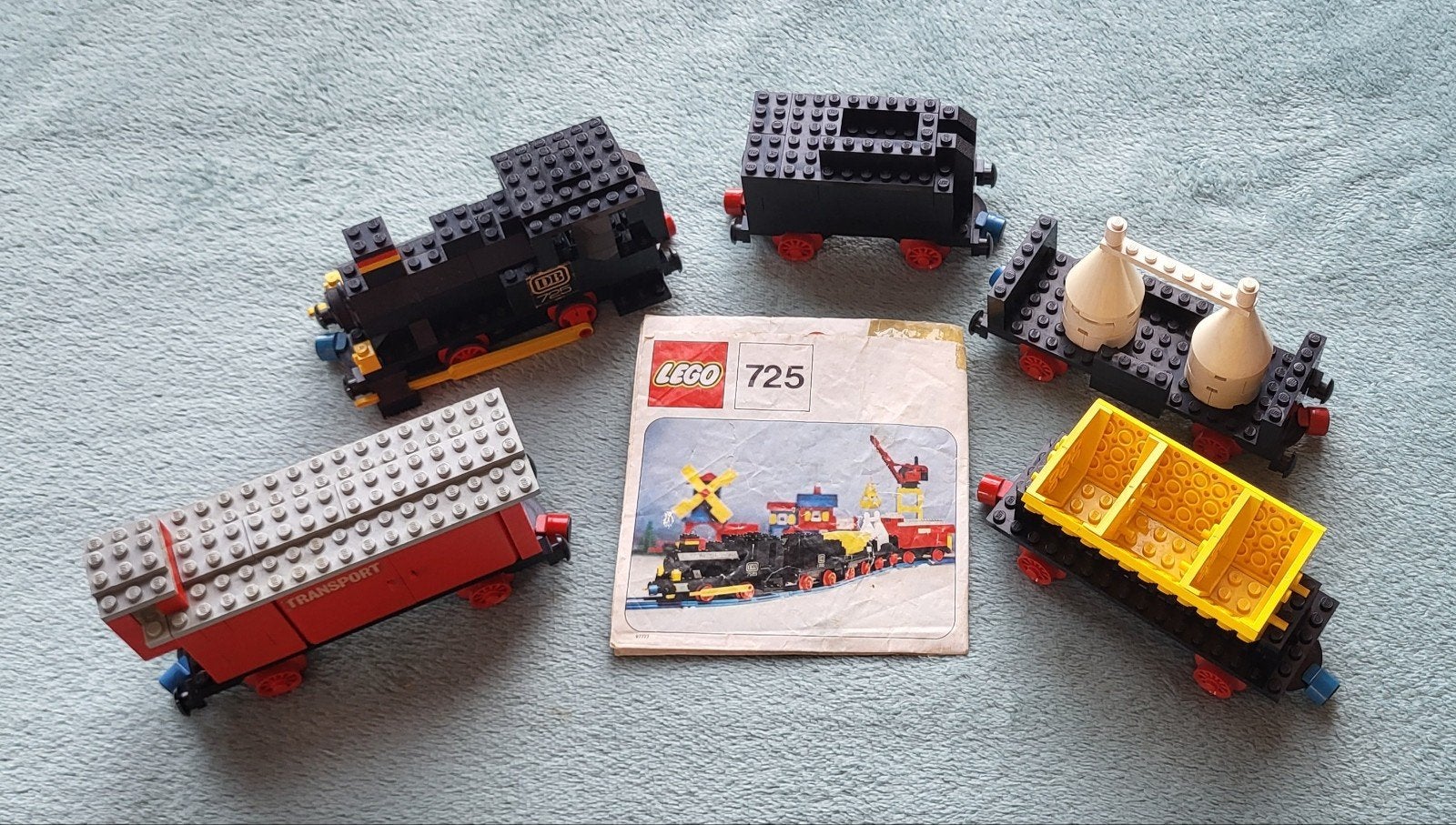 Lego trein 12 Volt locomotief, wagons, bouw boekje (set 725), Kinderen en Baby's, Speelgoed | Duplo en Lego, Gebruikt, Lego, Compleet
