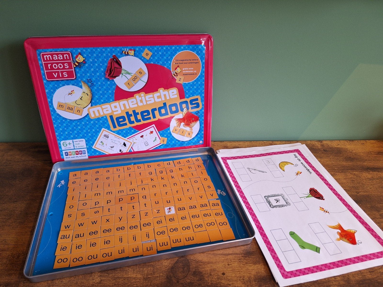 Maan Roos Vis Magnetische Letterdoos - Taal & Lezen, Ophalen of Verzenden, Gebruikt, Taal en Lezen