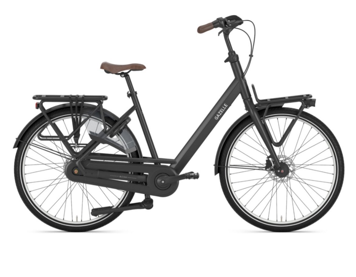 Gazelle Bloom C7 Damesfiets Zwart Mat + Polisport Fietsstoel, Ophalen, 53 tot 56 cm, Versnellingen, Zo goed als nieuw