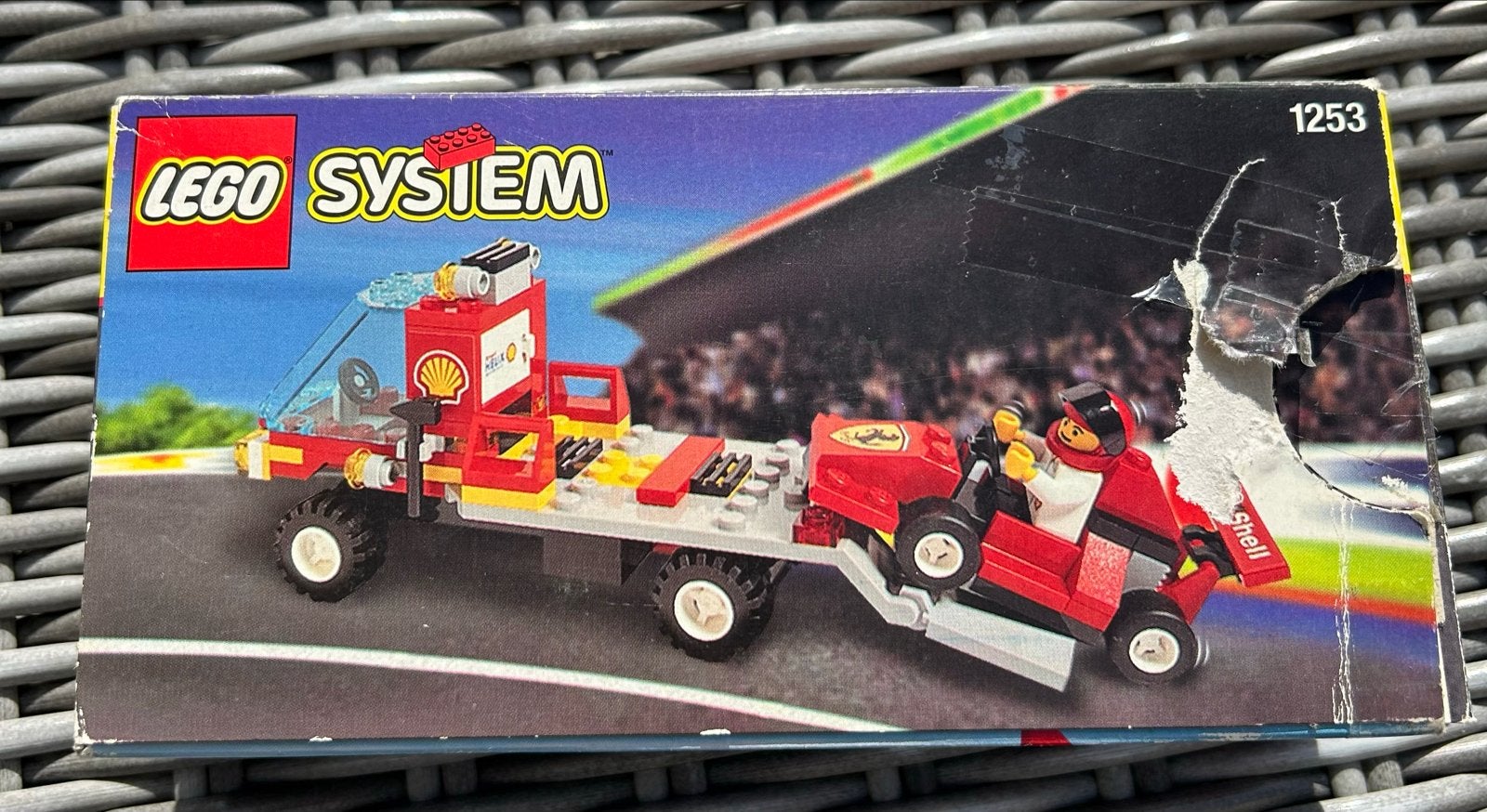 Lego System 1253 Shell Ferrari Formula 1 Racewagen met Trail, Ophalen, Gebruikt, Lego, Racers