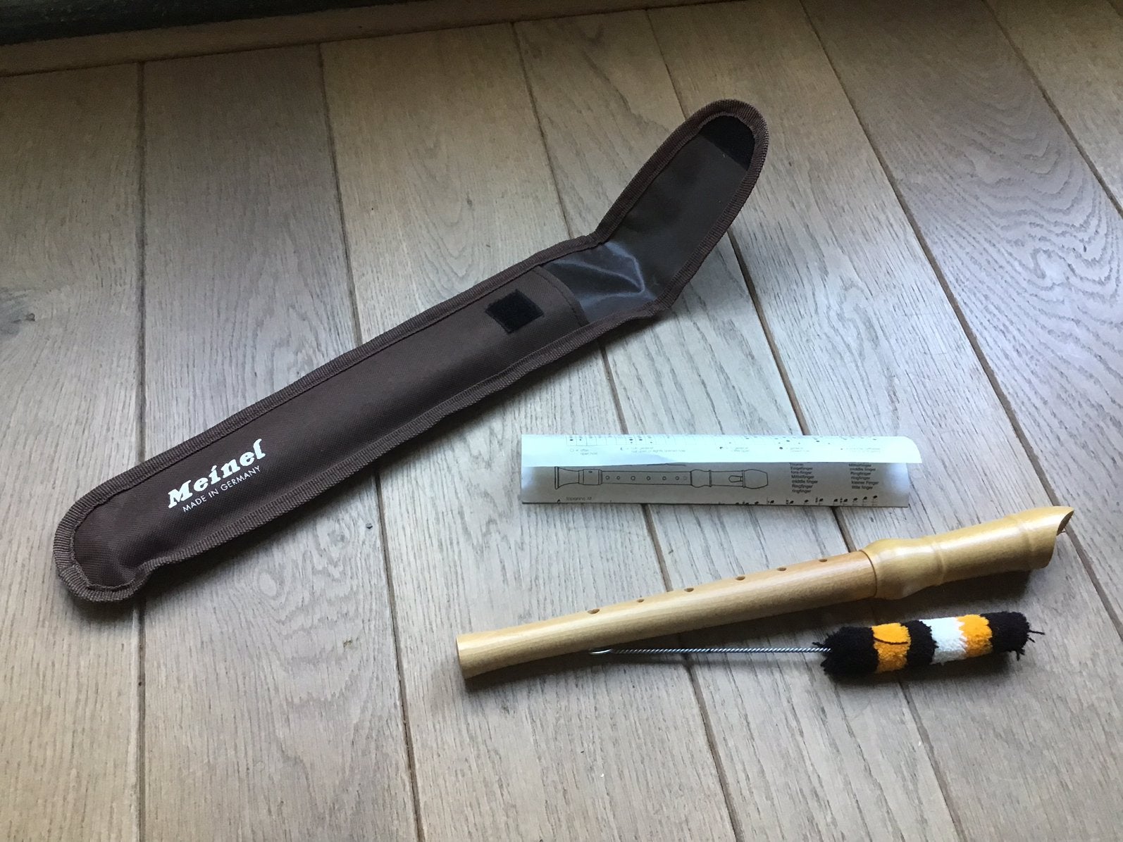 Blokfluit van Meinel in hoesje met rager vingerzettingstabel, Muziek en Instrumenten, Ophalen of Verzenden, Zo goed als nieuw