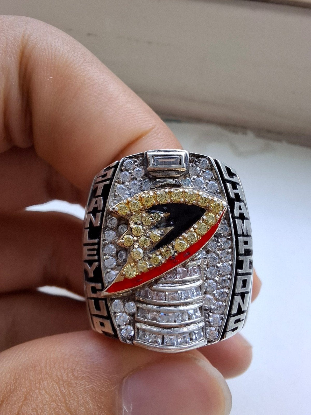 Grote zware zilveren ijshockey ring., Ophalen of Verzenden, Zilver
