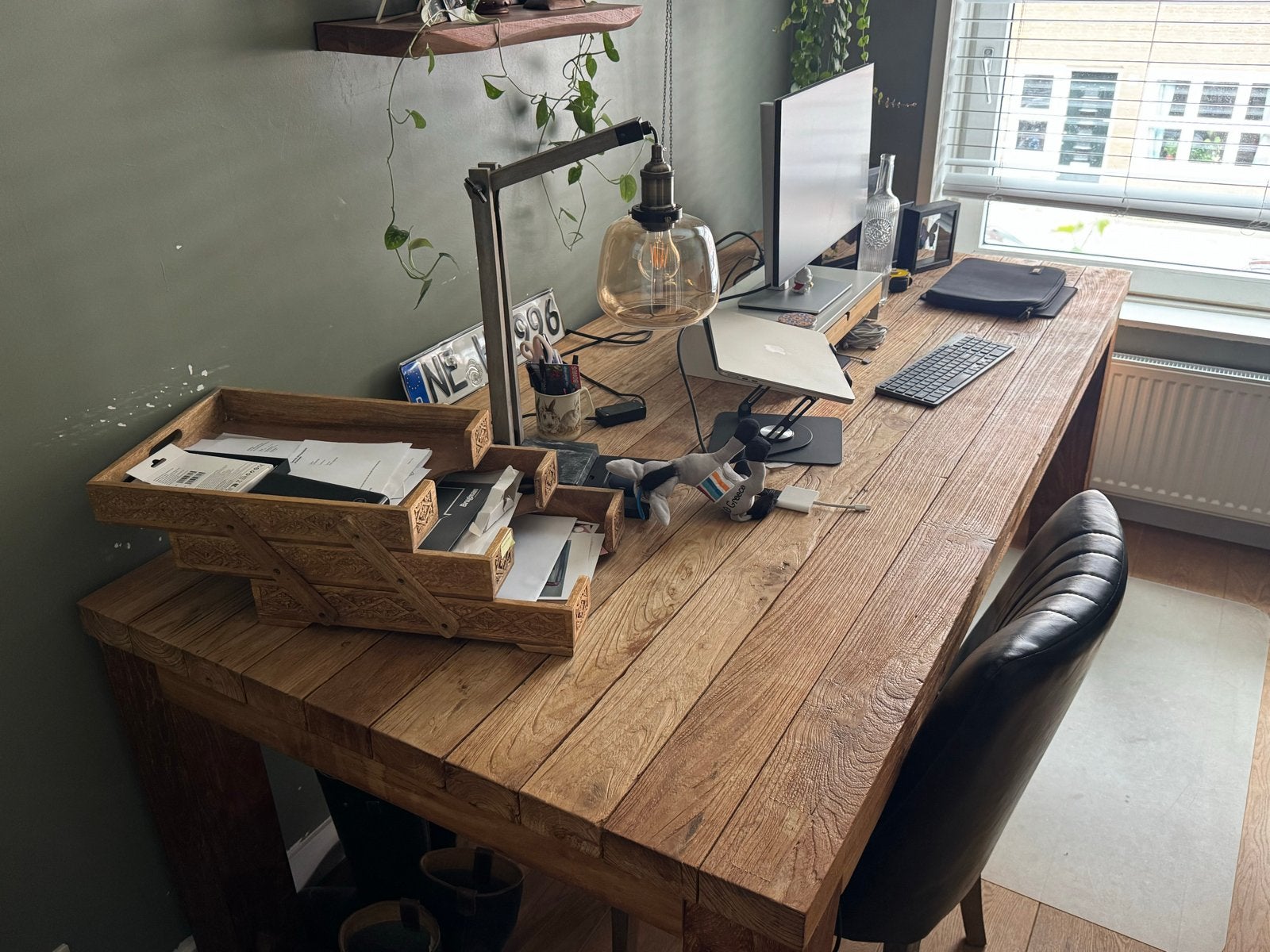 Robuuste Teakhouten Eettafel - Oud Indonesisch Teak, Huis en Inrichting, Tafels | Eettafels, Ophalen, Gebruikt, 100 tot 150 cm