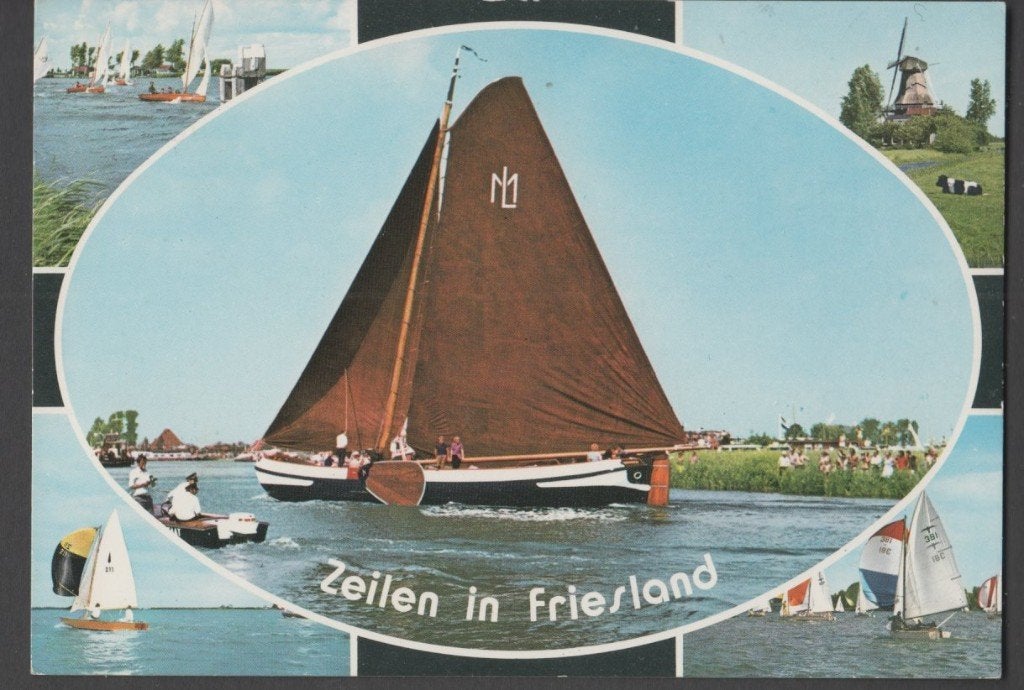 Skutsjesilen 5 luik met Skutsje Lodewijk Meeter 1977 Huizum, Verzenden, 1960 tot 1980, Gelopen, Friesland