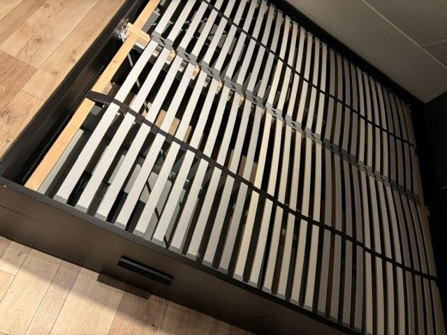 Bed - lits-jumeaux, Huis en Inrichting, Slaapkamer | Bedden, Ophalen, Gebruikt, Zwart, Tweepersoons
