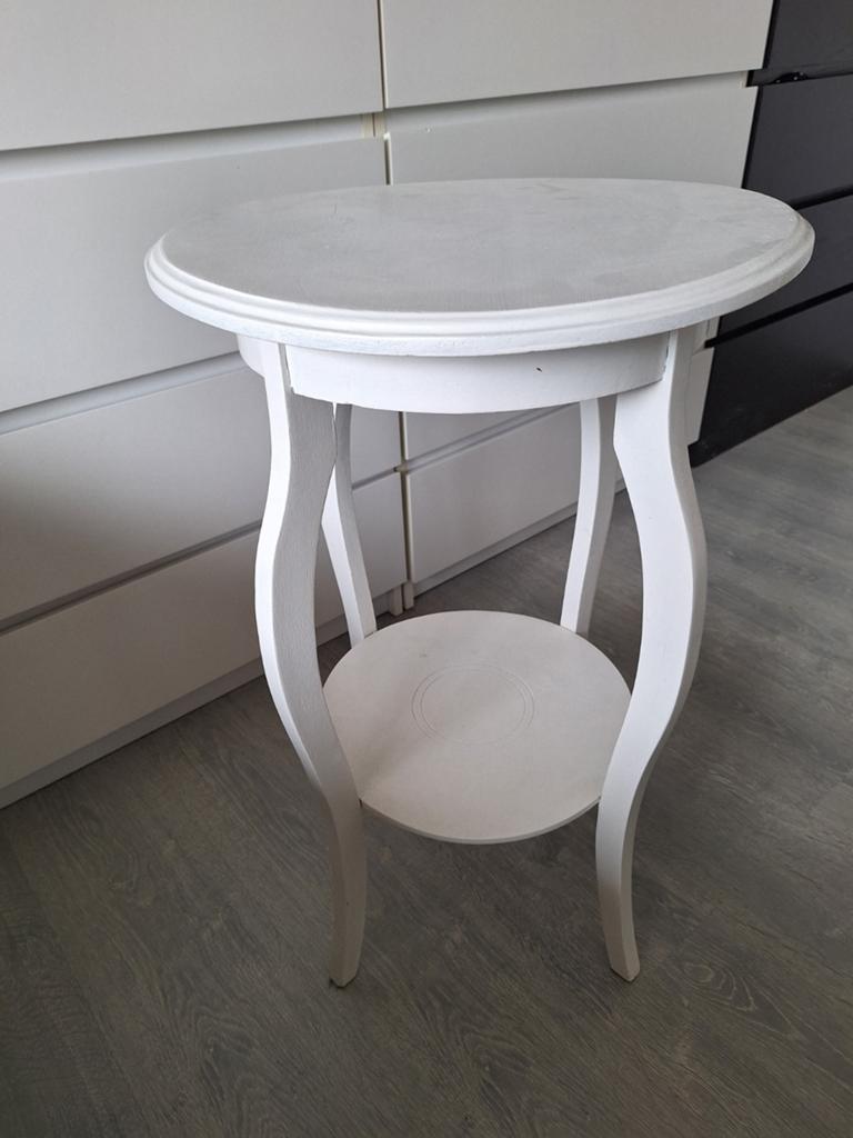 Bijzettafel hout  71 cm hoog doorsnee blad 47cm, Huis en Inrichting, Tafels | Bijzettafels, Ophalen, Rond, Minder dan 55 cm