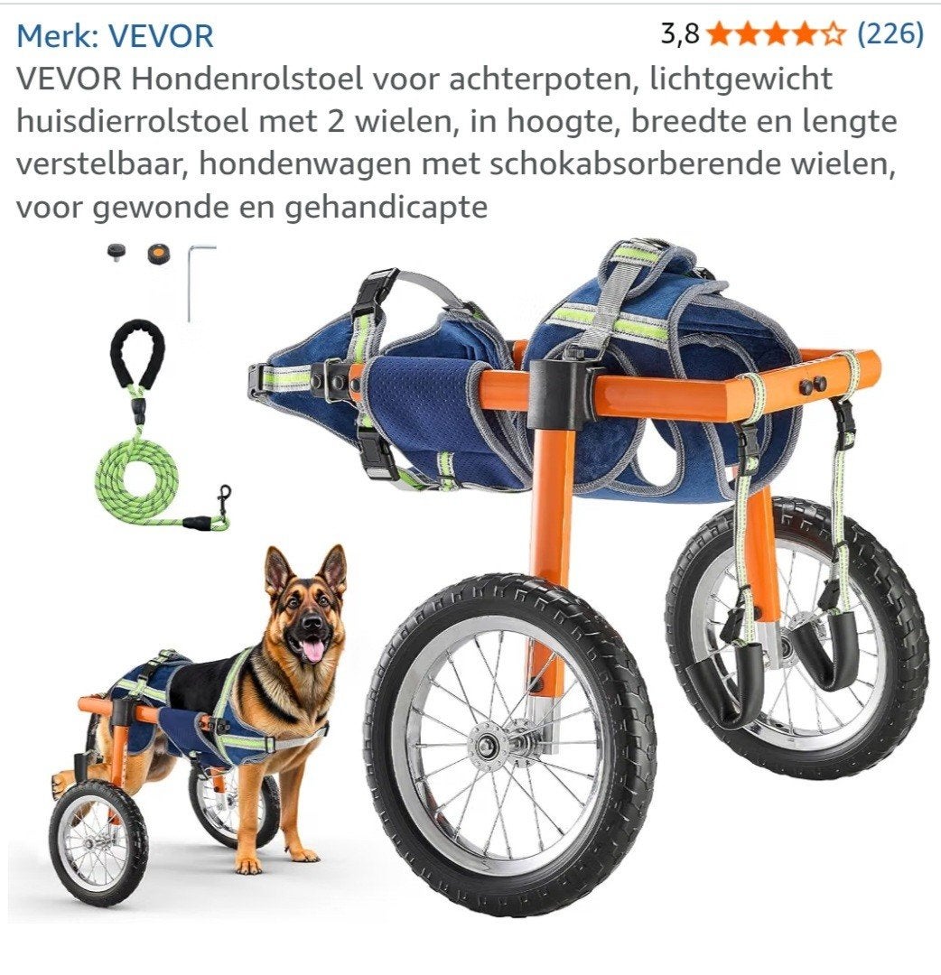 vevor hondenrolstoel nieuw! maat L, Dieren en Toebehoren, Ophalen of Verzenden, Nieuw