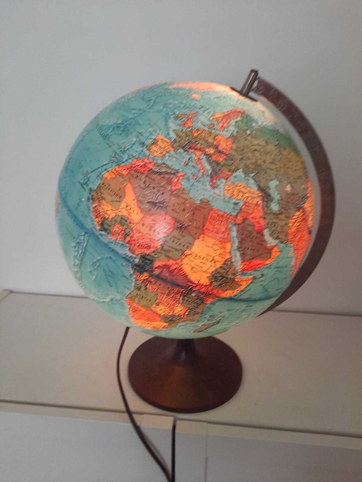 Scan-Globe wereldbol tafellamp vintage  originele doos, Ophalen of Verzenden, Gebruikt