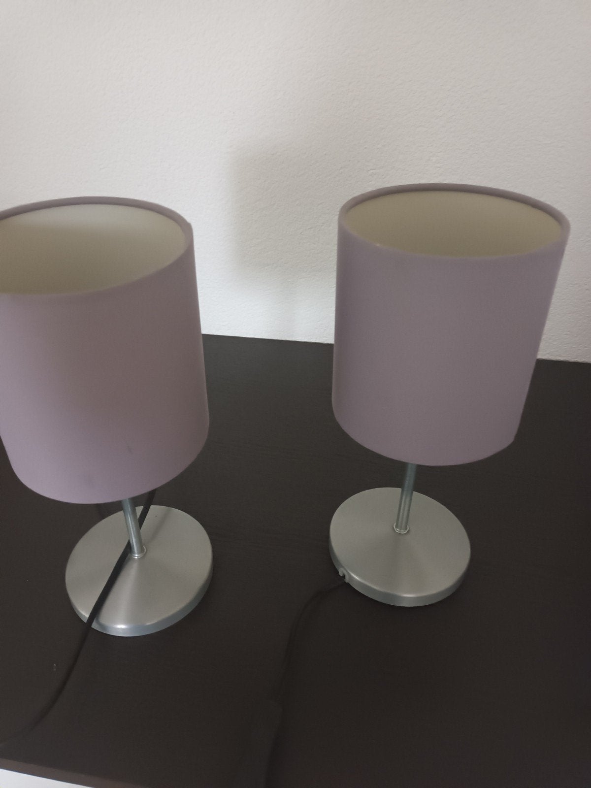 Set van 2 ikea IIngared tafellampen met grijs kap, Met schakelaar, Gebruikt, Paars, E14 (klein)