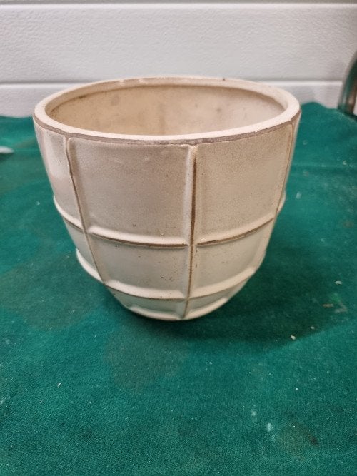 bloempot geruit creme, Ophalen of Verzenden, 'T Olde Gre-j, Info@toldegrej.nl, Endepoelstraat 20f Didam