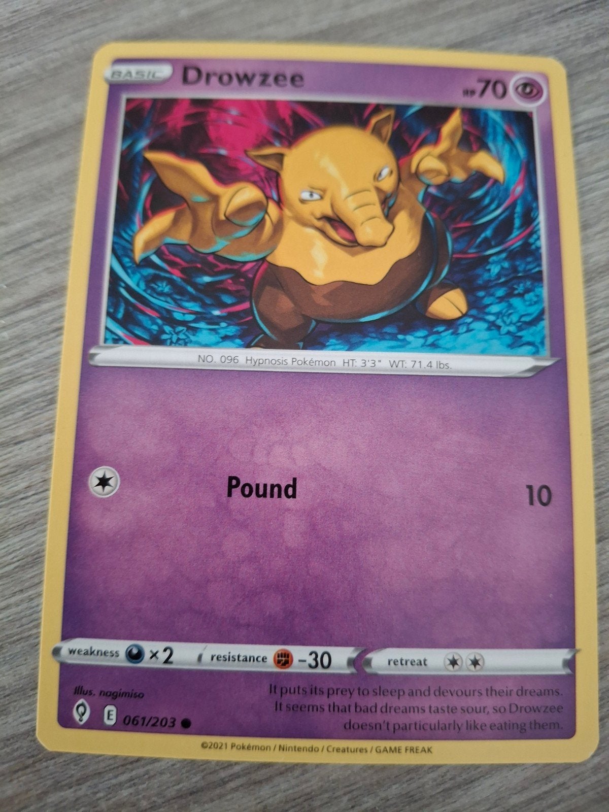 Pokemon Kaart Drowzee 061/203, Ophalen of Verzenden, Zo goed als nieuw, Losse kaart