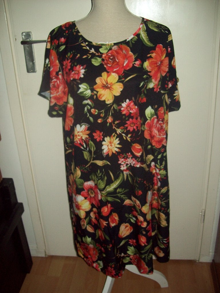 NIEUW! Romantisch bloem jurk tuniek maat 0XL= 44, Maat 42/44 (L), Nieuw, Boven de knie, Meerkleurig