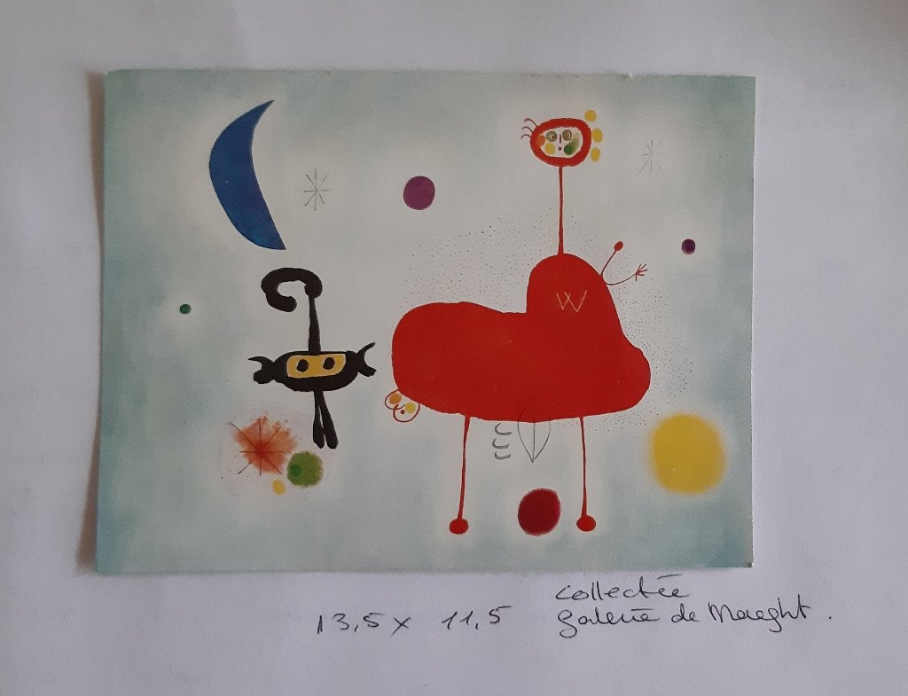 Miro, vroege vintage druk, 1948, Galerie de Maeght, Gebruikt, Verzenden, A4 of kleiner, Rechthoekig Liggend