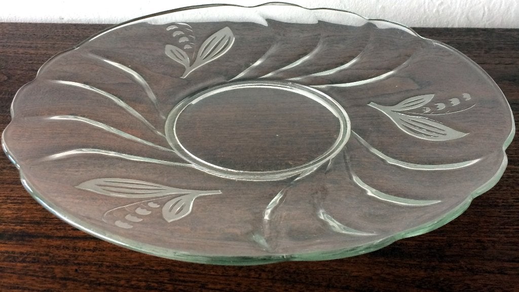 Platte schaal / doorsnee 30 cm Antiek glas, Ophalen of Verzenden