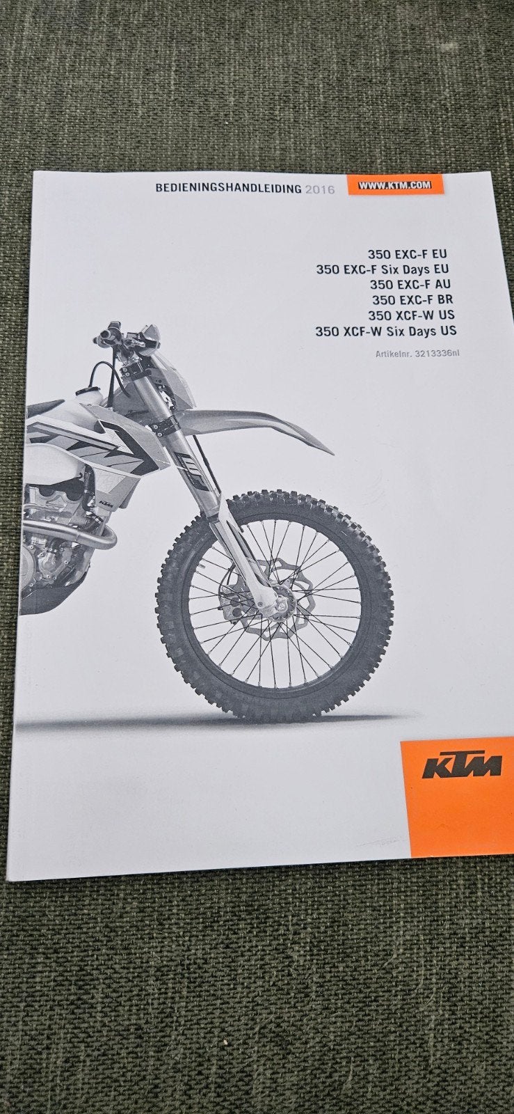 Handleiding Ktm exc 350 bj 2016, Ophalen of Verzenden, Zo goed als nieuw