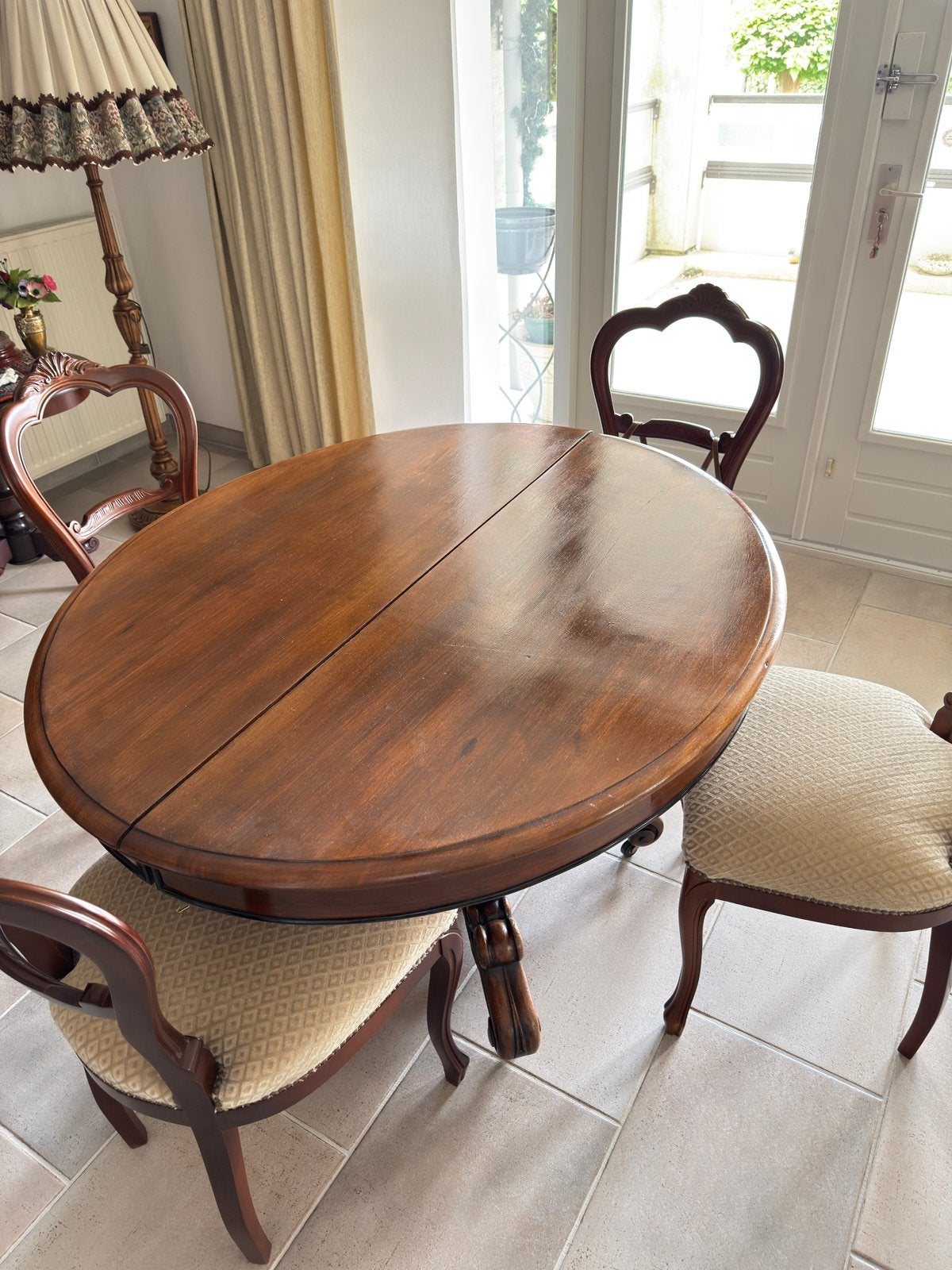 Ovale eettafel met 4 stoelen - Klassiek hout, Ophalen