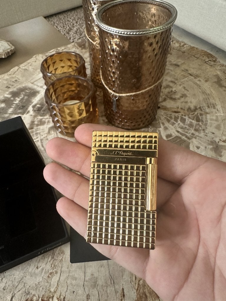S.T. Dupont aansteker goud z.g.a.n. in doos, Verzamelen, Ophalen of Verzenden, Zo goed als nieuw, Aansteker