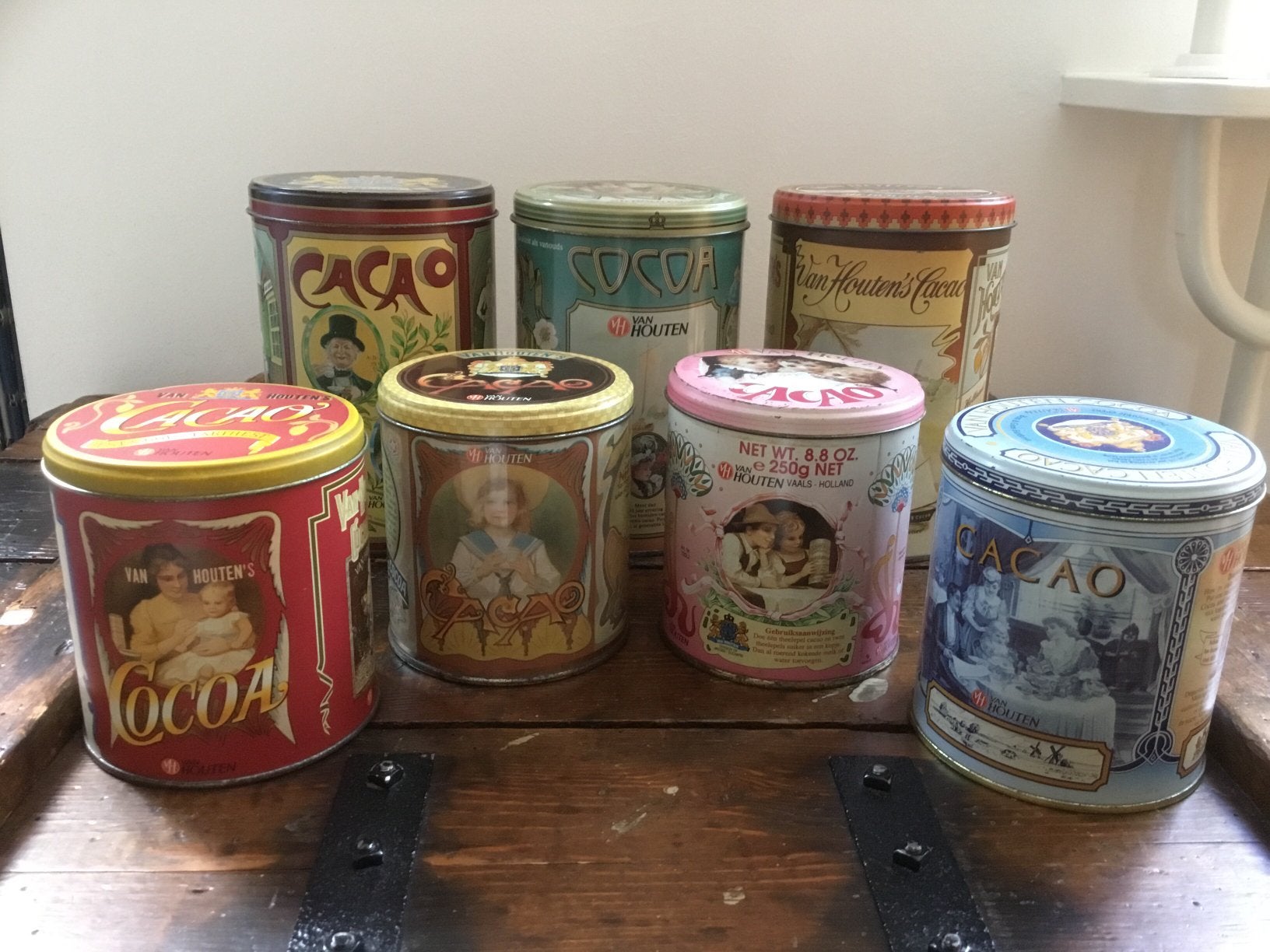 Van Houten cacao blikken, 7 stuks., Ophalen of Verzenden, Zo goed als nieuw, Overige, Overige merken