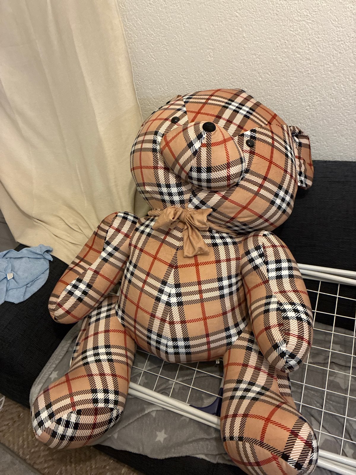 Grote geruite teddybeer - Burberry stijl, Overige merken, Overige karakters, Beer, Ophalen of Verzenden