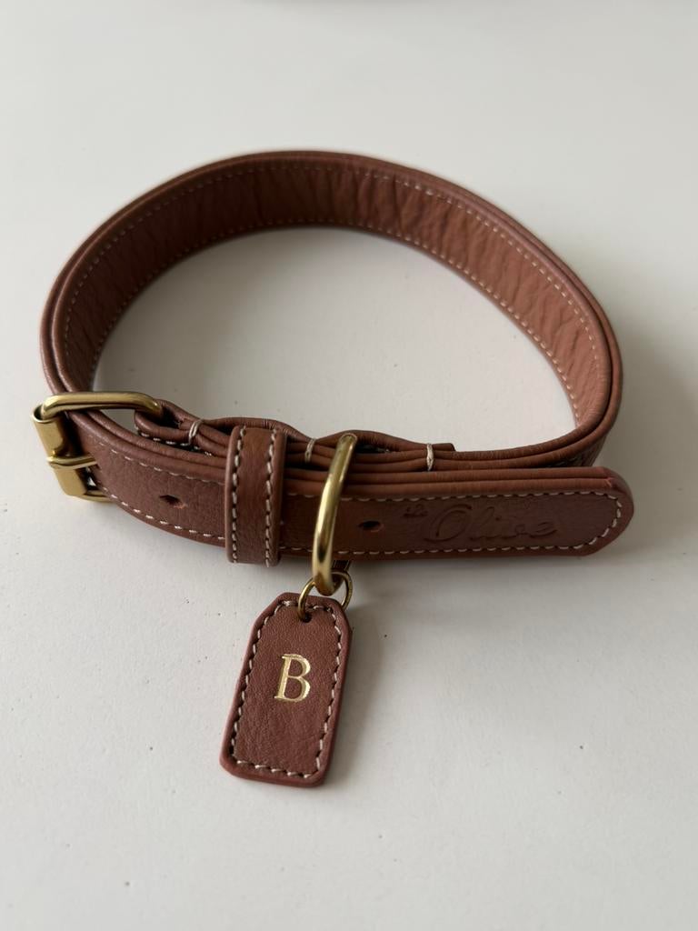Le Olive hondenhalsband leer bruin, Ophalen, Nieuw