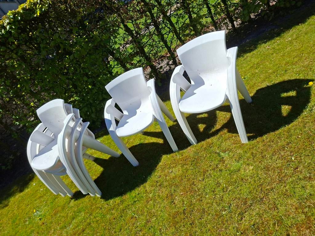 Tuinstoelen 5 stuks stapelbaar, Tuin en Terras, Tuinstoelen, Ophalen, Gebruikt, Kunststof, Stapelbaar