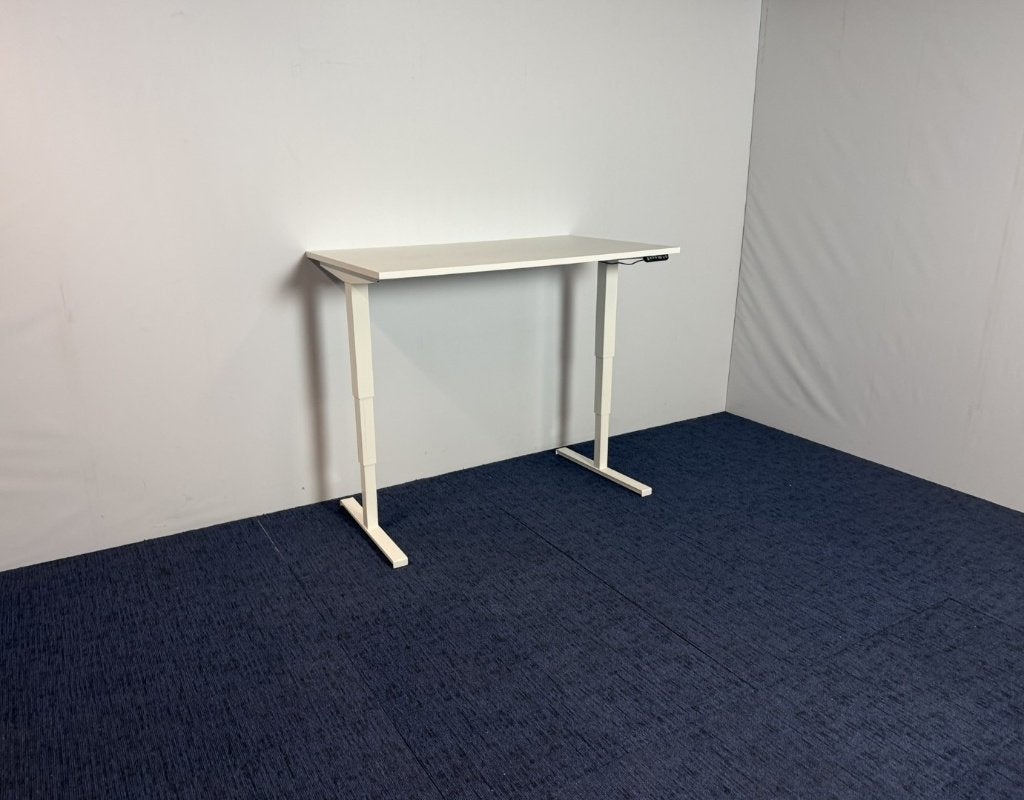 Zit/sta bureau (elektrisch), wit blad & frame, 140 x 80