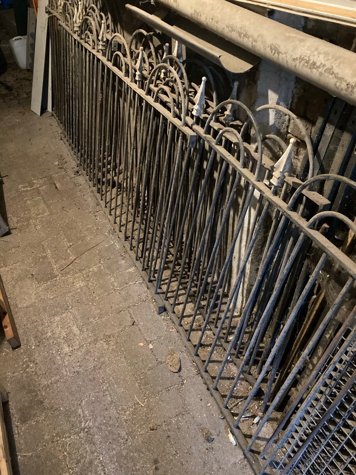 Antiek smeedijzer hekwerk - ca. 20 m lang, 1m hoog, Ophalen, Gebruikt, IJzer, Sierhekwerk