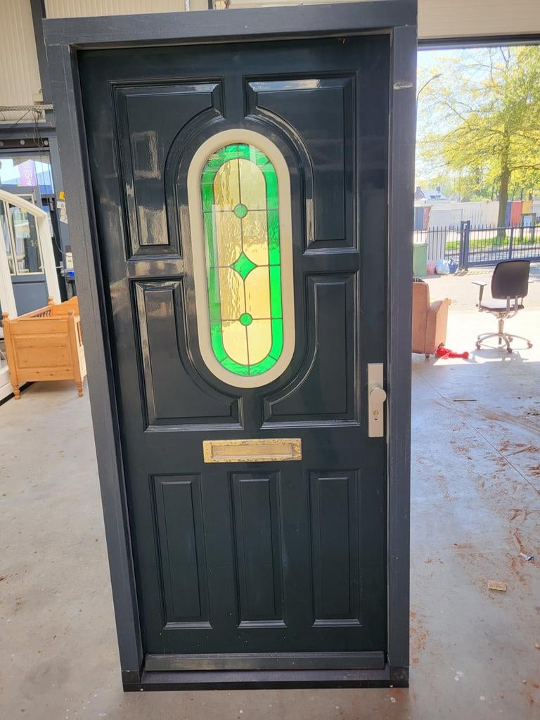 Hardh voordeur nieuw  kozijn driepunts afm 103 x 220.dbbl gl, Doe-het-zelf en Verbouw, Kozijnen en Schuifpuien, Ophalen of Verzenden