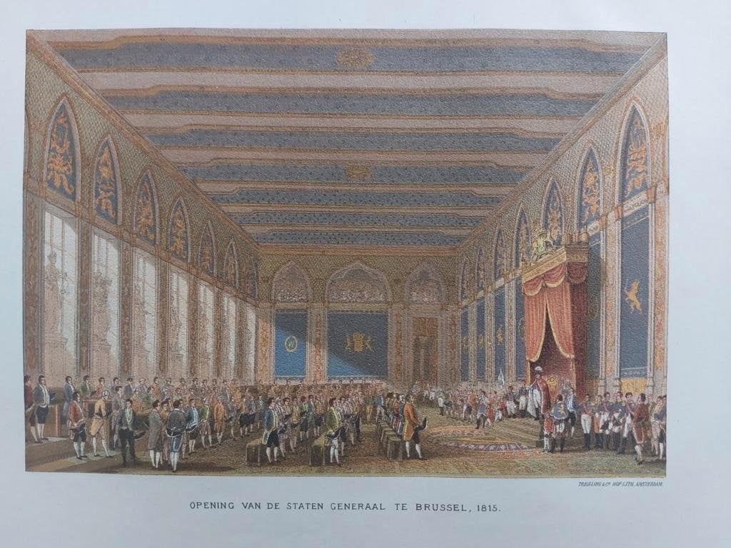 21 / Chromo litho uit 1910 Opening Staten Generaal te Bussel, Antiek en Kunst, Kunst | Litho's en Zeefdrukken, Ophalen of Verzenden