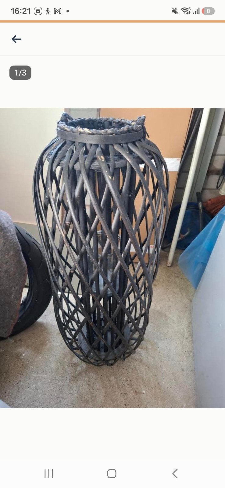 Zwarte brocante lantaarn, Ophalen, Overige stijlen, Natuurlijk materiaal, Gebruikt