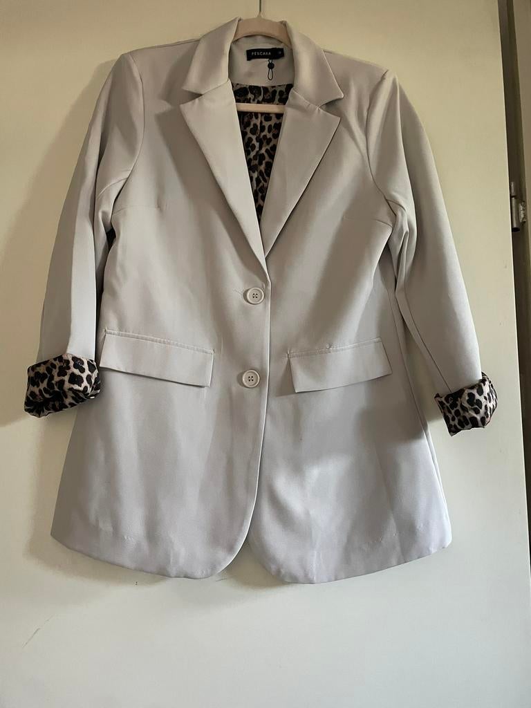 NIEUW Blazer beige met panterprintvoering maat M of S, Maat 38/40 (M), Verzenden, Beige, Nieuw
