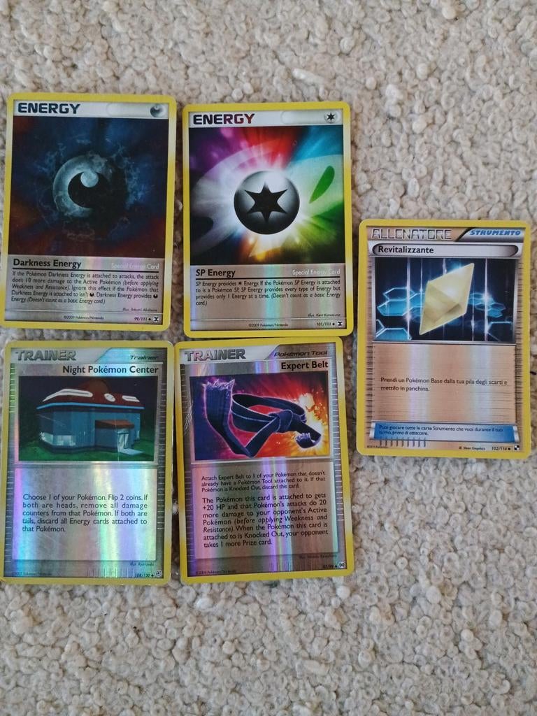 Setje oude reverse holo trainers en energy pokemon kaarten, Ophalen of Verzenden, Zo goed als nieuw, Meerdere kaarten, Foil