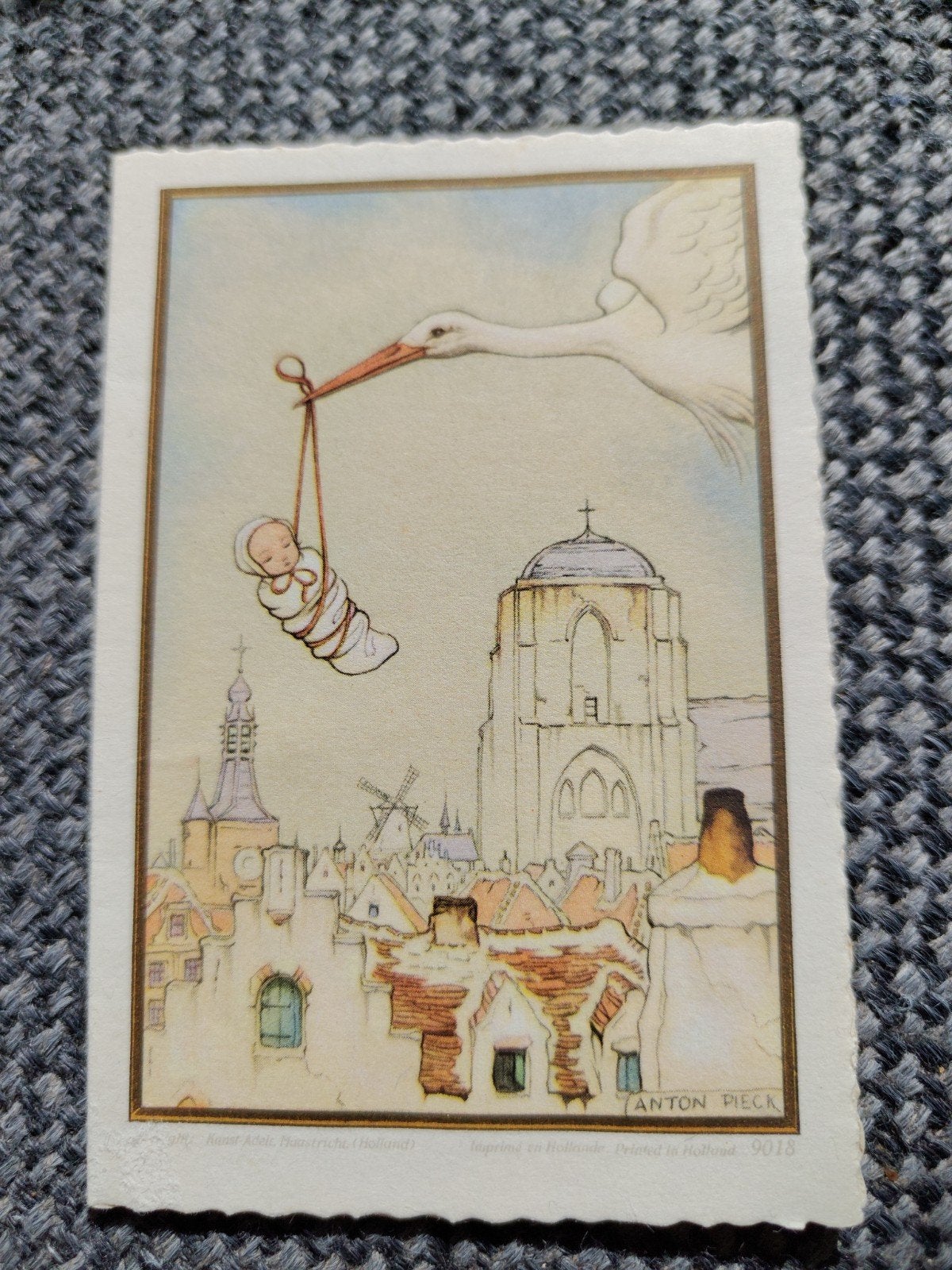 kunst adelt/ Anton Pieck kaart, Verzamelen, Ophalen of Verzenden, Voor 1970, Geboortekaartje