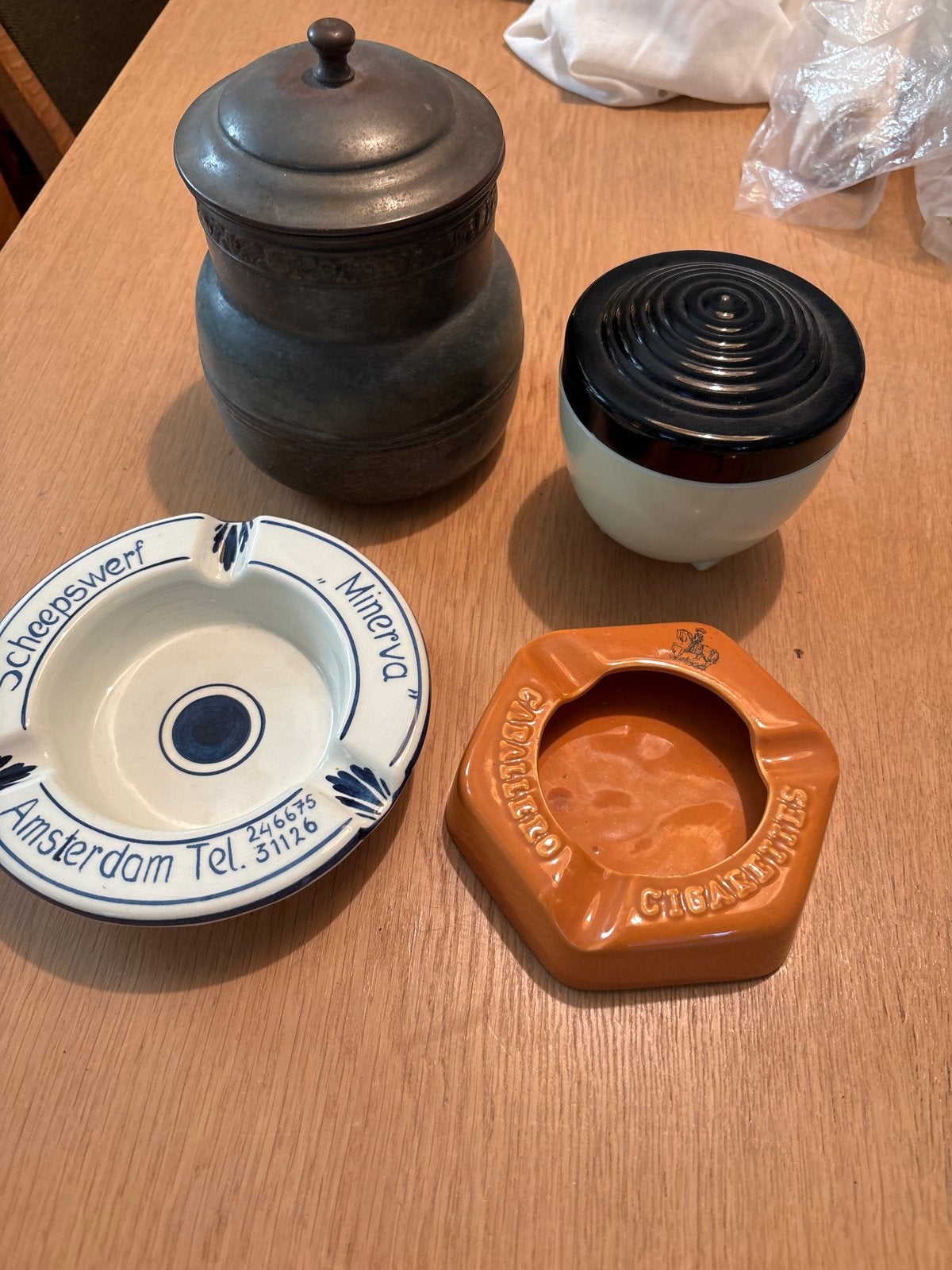 Vintage asbakken en tabak potten set, Ophalen of Verzenden