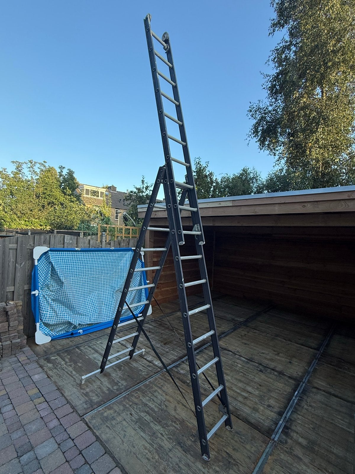 Aluminium schuf ladder 3 x 10, Ophalen, Gebruikt, Ladder, Opvouwbaar of Inschuifbaar