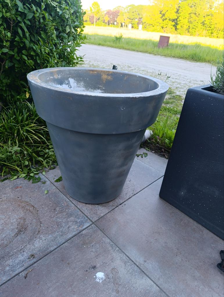 Bloembak kunstof 60x60, Tuin en Terras, Ophalen, Kunststof, Rond, Zo goed als nieuw