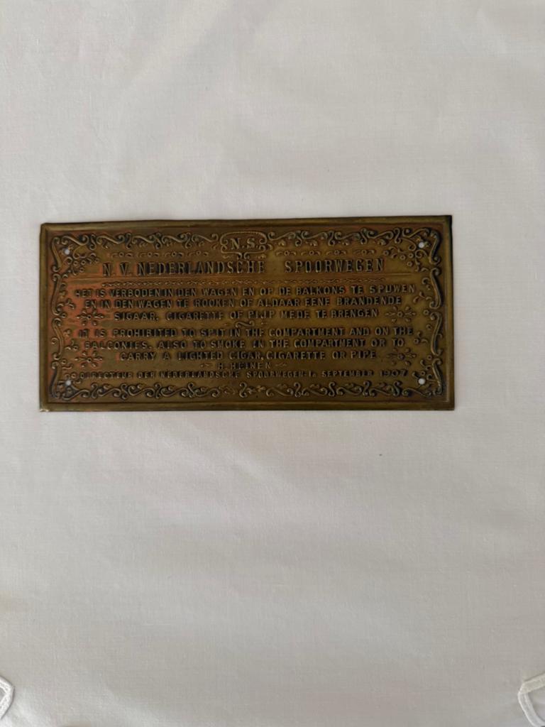 Brass plaque van NS sporwegen, Verzamelen, Spoorwegen en Tramwegen, Ophalen of Verzenden, Gebruikt, Trein, Overige typen