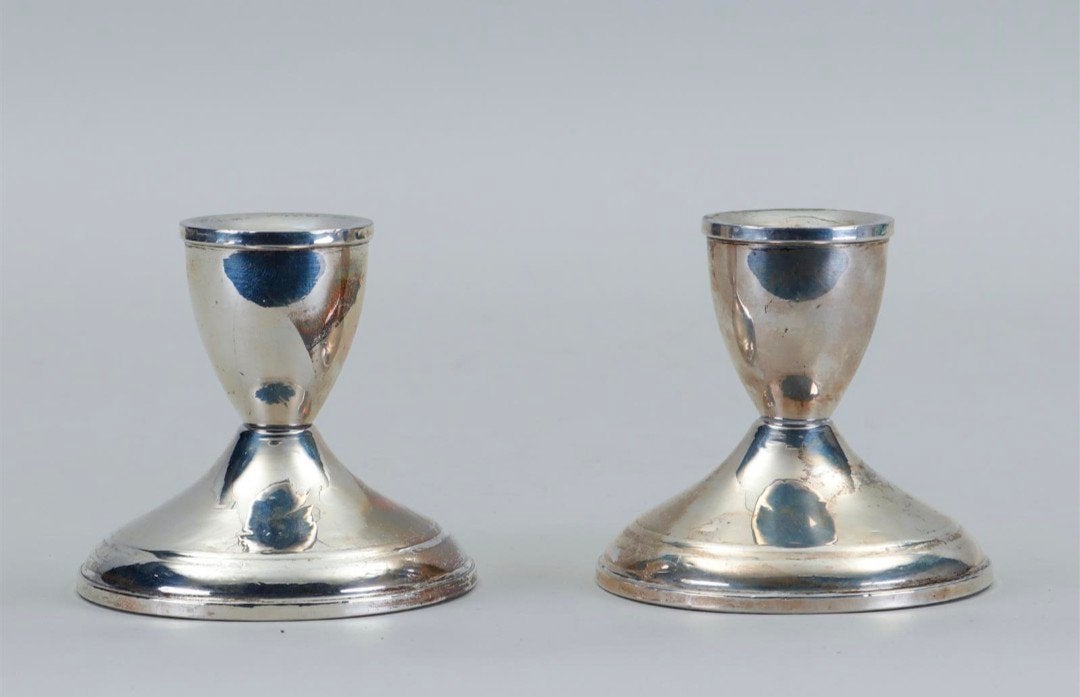 Paar sterling zilveren kandelaars, Antiek en Kunst, Ophalen of Verzenden, Zilver