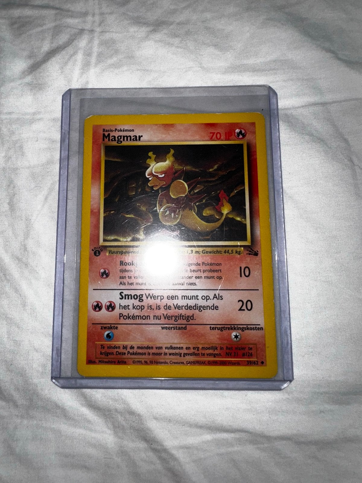 Magmar Pokémon Kaart 1st Edition Nederlands, Ophalen of Verzenden, Gebruikt, Losse kaart
