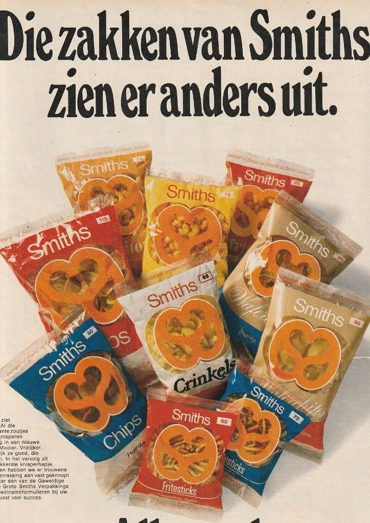 Retro reclame 1970 Smiths chips zien er anders uit, Verzamelen, Retro, Verzenden, Overige typen