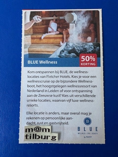BLUE Wellness 50% korting tot 31-3-2027, Drie personen of meer, Kortingsbon, Spa of Sauna