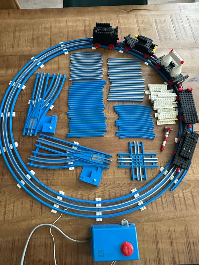 Lego trein 725 rails freight train track transformator 741, Ophalen, Gebruikt, Lego, Complete set