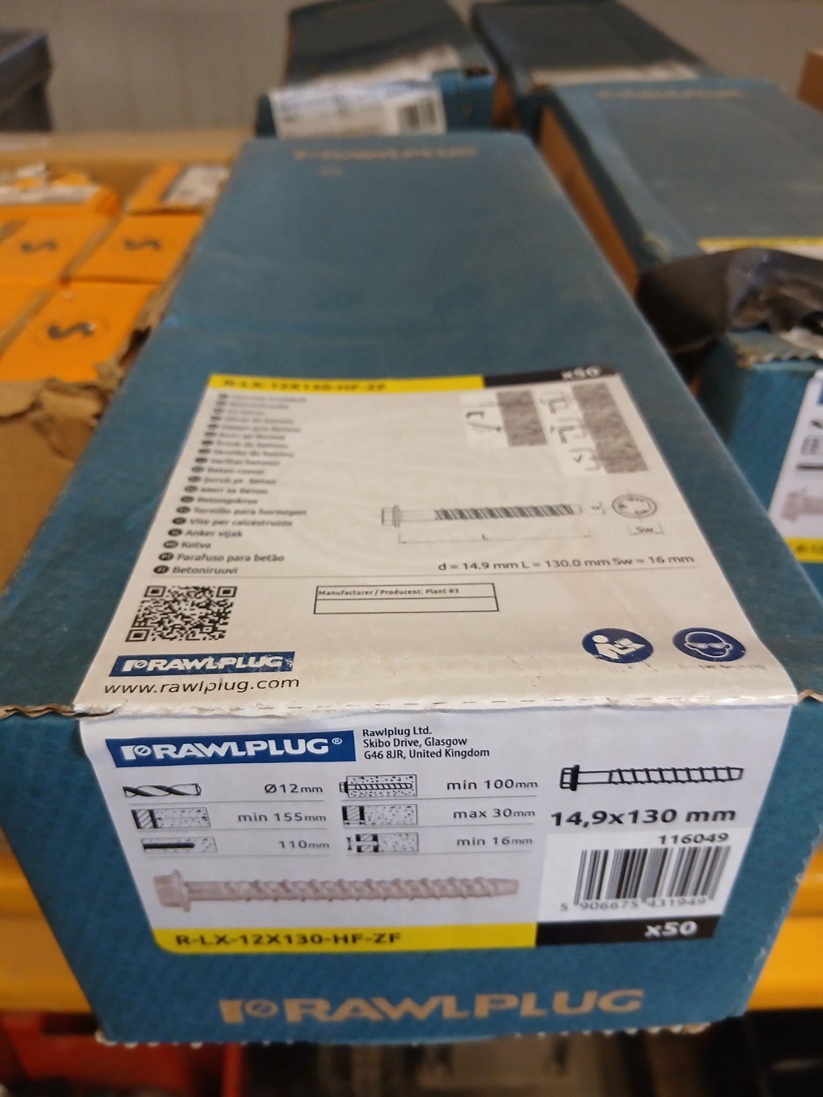 Rawlplug R-LX-12X130-HF-ZF Schroeven - 8 dozen (400 stuks), Ophalen of Verzenden, Nieuw, 100 tot 250 mm, Schroeven