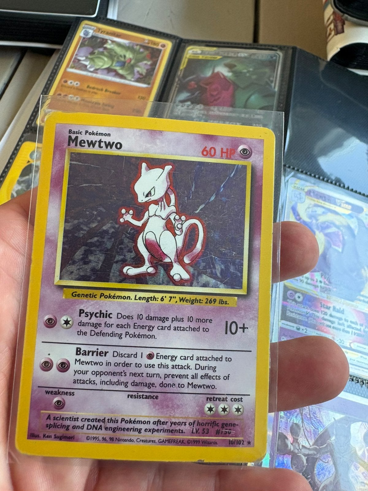 Mewtwo base set, Hobby en Vrije tijd, Verzamelkaartspellen | Pokémon, Zo goed als nieuw, Meerdere kaarten, Foil, Ophalen of Verzenden