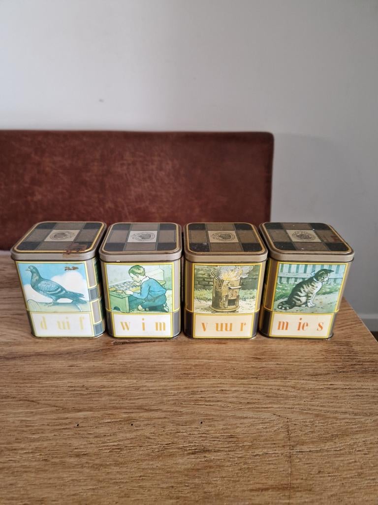Vintage blikken aap noot mies, Verzamelen, Blikken, Ophalen of Verzenden, Gebruikt, Overige